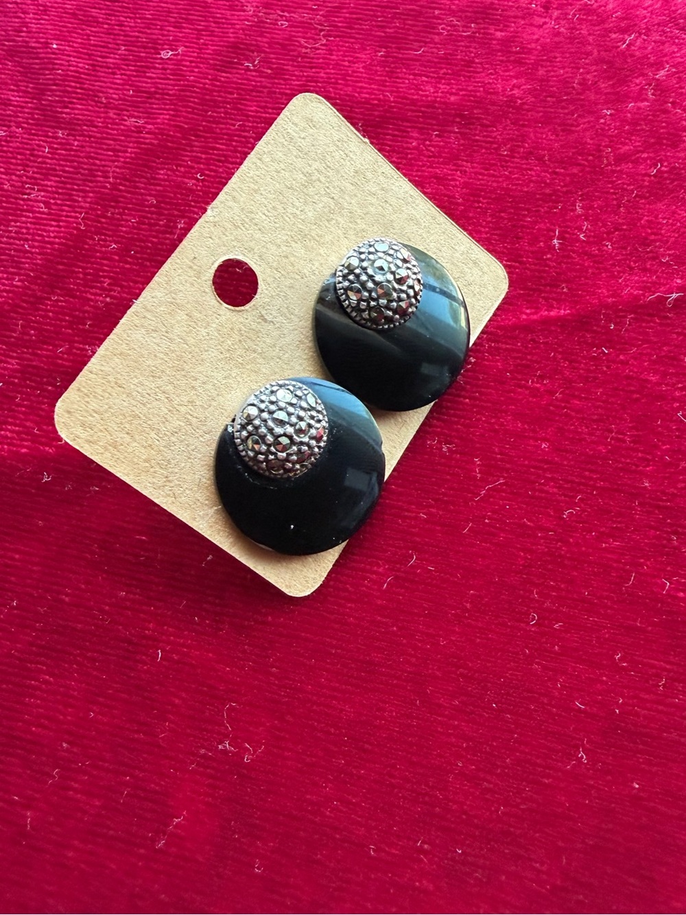 Vintage 925 Sterling Silver and Marcasite Button Earrings